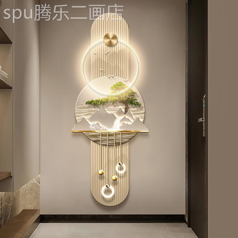 网红户图入关装山饰画玄水u壁画新中式走廊道挂鱼过画奢迎客松轻