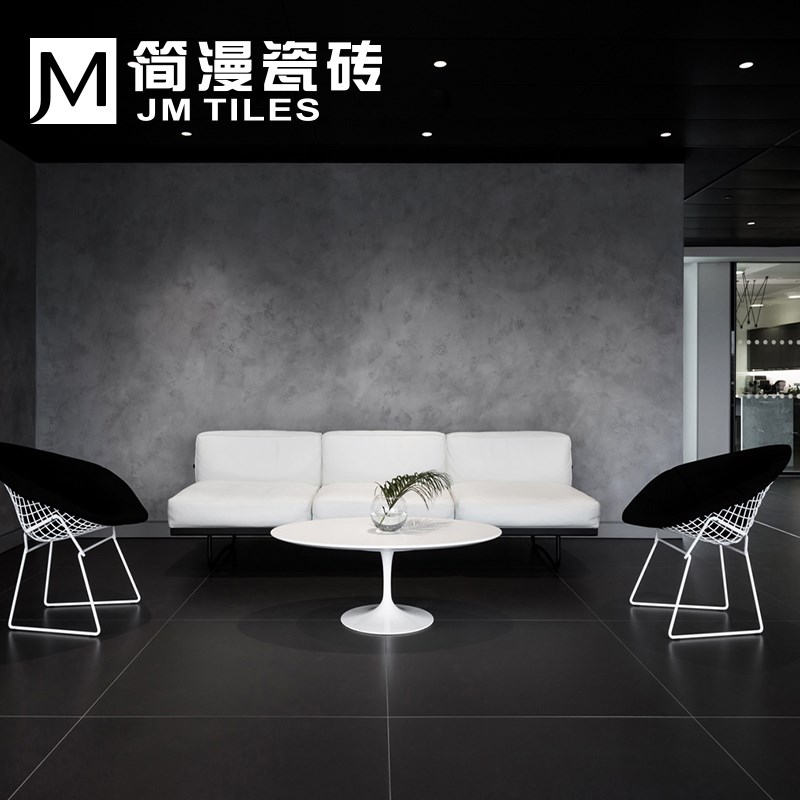 简漫出口高档黑白色通体磨砂防滑地板D砖瓷砖600 别墅客厅厨卫800