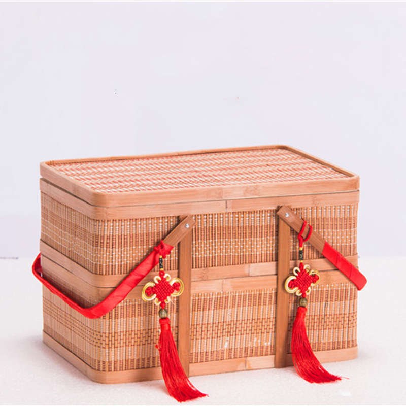 双层竹包装竹篮礼盒月饼粽子腊肉特D产糕点礼篮绿色环保竹编竹篮