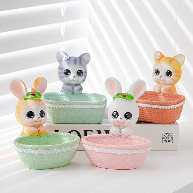 可爱小猫入户玄关j钥匙前台糖果收纳摆件家居客厅装饰品卡通存钱