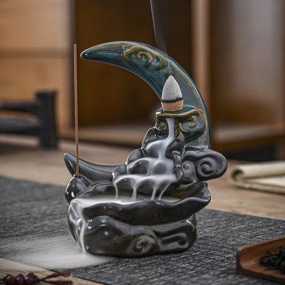 月亮倒流香炉复古陶瓷家居香道摆件回流香薰炉窑变鱼檀香熏线香插,家居饰品,香薰炉,淘宝优惠券,粉丝福利购,淘宝优惠卷
