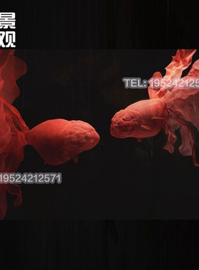 艺术铁艺新中式金属网o异形抽象酒店金鱼雕塑吊饰定制作工艺品摆