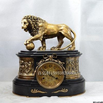 狮子绣球机械座钟大理石黄铜结合发条上弦仿古董国外西洋回流立钟,家居饰品,座钟,淘宝优惠券,粉丝福利购,淘宝优惠卷
