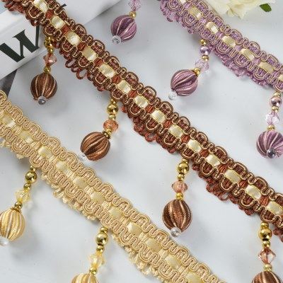 窗帘牛筋珠子现代花边装饰花边窗帘配件辅料吊珠侧边拼接花边H-56,居家布艺,花边/蕾丝,淘宝优惠券,粉丝福利购,淘宝优惠卷