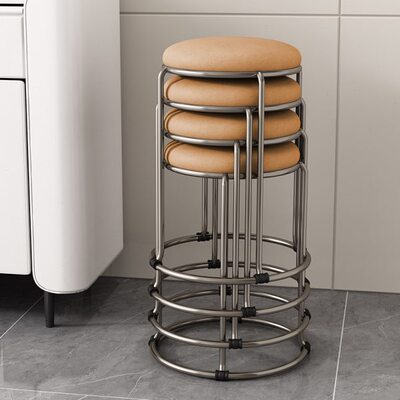 高级极简凳子家用现代简约式意椅子感轻奢餐桌凳圆凳小户型叠可放