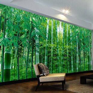 竹子5d壁画3D自然饭店风景田园林背景墙立体竹壁纸工装定制纸酒楼
