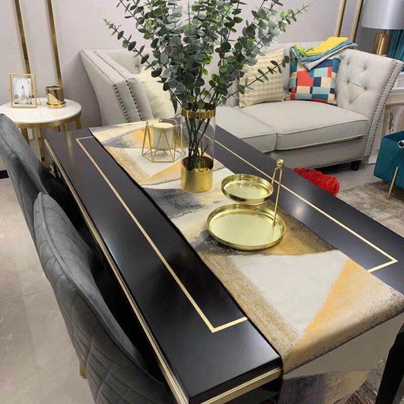 样板房桌布布艺金色后现代桌布餐B桌布茶几桌垫长方形现代简约桌