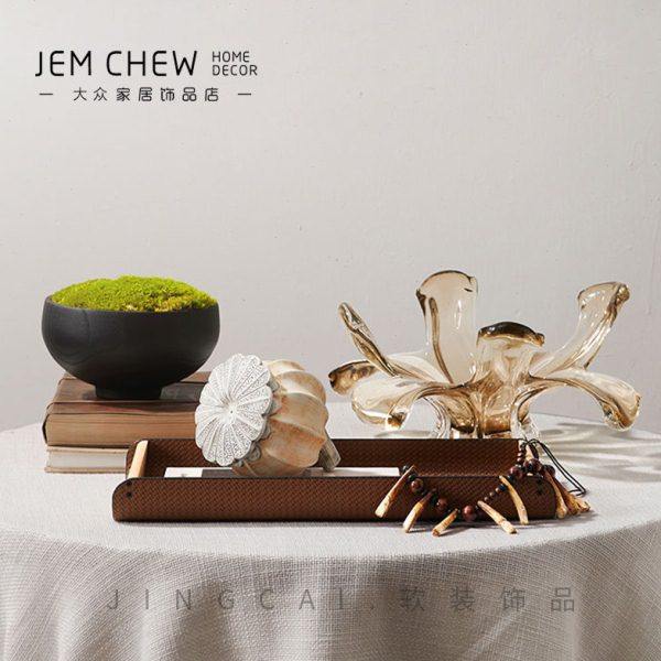 民宿客餐厅桌面装饰摆件个性创意水晶果盘茶几托盘陶瓷小摆设组合