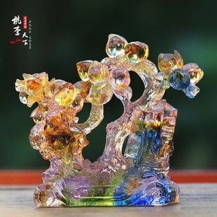 琉璃桃子摆件居家客厅桌面摆放装饰吉祥朋友中式送礼桃李满天下