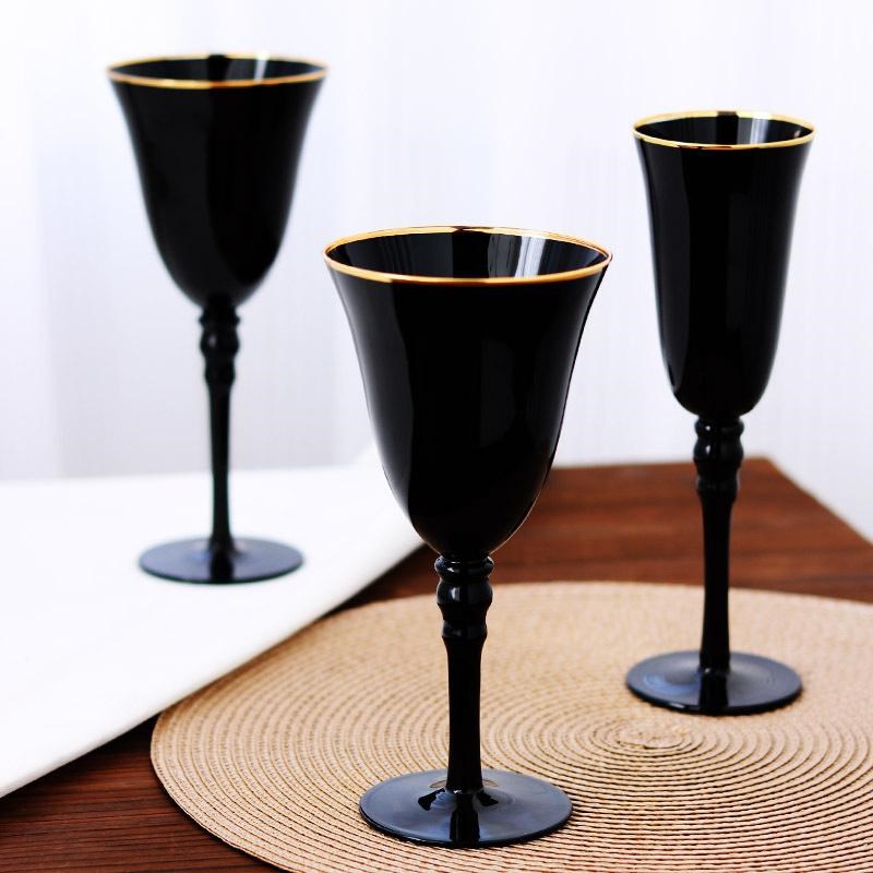 现代家居黑白h色酒杯欧式酒柜装饰杯红酒杯香槟杯样板餐厅酒具摆