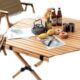 八角实木便携式 野营我露营户外折叠桌多功能桌野自驾游飞餐桌蛋卷