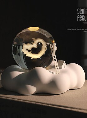 几度灰创意水晶球小夜灯云朵办公室工位装饰礼品摆件女Z生生日礼