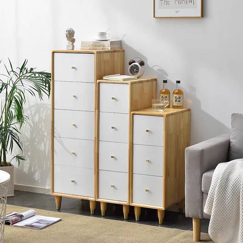 实木夹缝收纳柜抽屉式卧室原木色五斗柜缝隙床边储物超窄边柜立柜