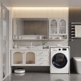 阳台岩板一体洗衣机柜伴侣化妆室洗漱台洗脸洗手盆柜池智能一体柜