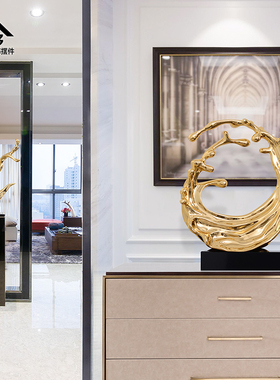 招财水花抽象雕塑玄关装饰品客厅落地摆件样板间软装酒店大堂摆设