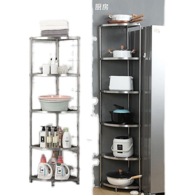 落地多层锅架卫生间厕所浴室转角脸盆架不锈钢实心厨房三角置物架