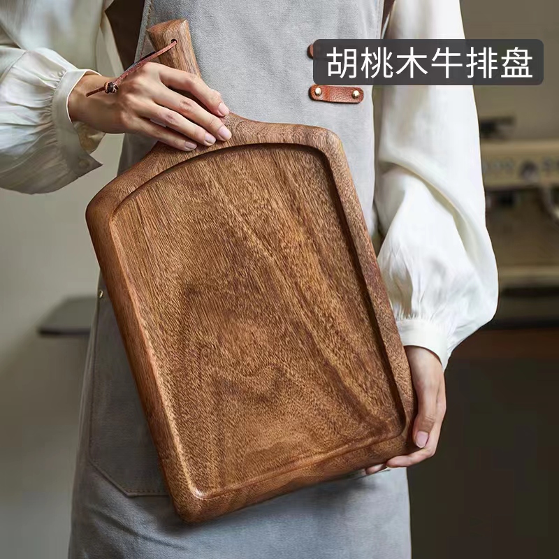 牛排餐盘乌檀木长方形西餐盘面包托盘披萨板木制餐盘木盘子