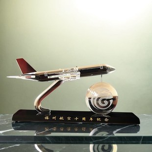 水晶飞机模型摆件公司礼品定制聚会活动周年纪念生日照片桌面摆件