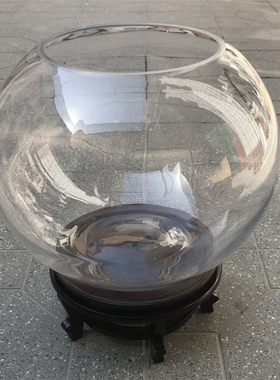 50cm大号特大号加厚圆形玻璃鱼缸40CM圆球形圆鱼缸圆型客厅玻璃缸
