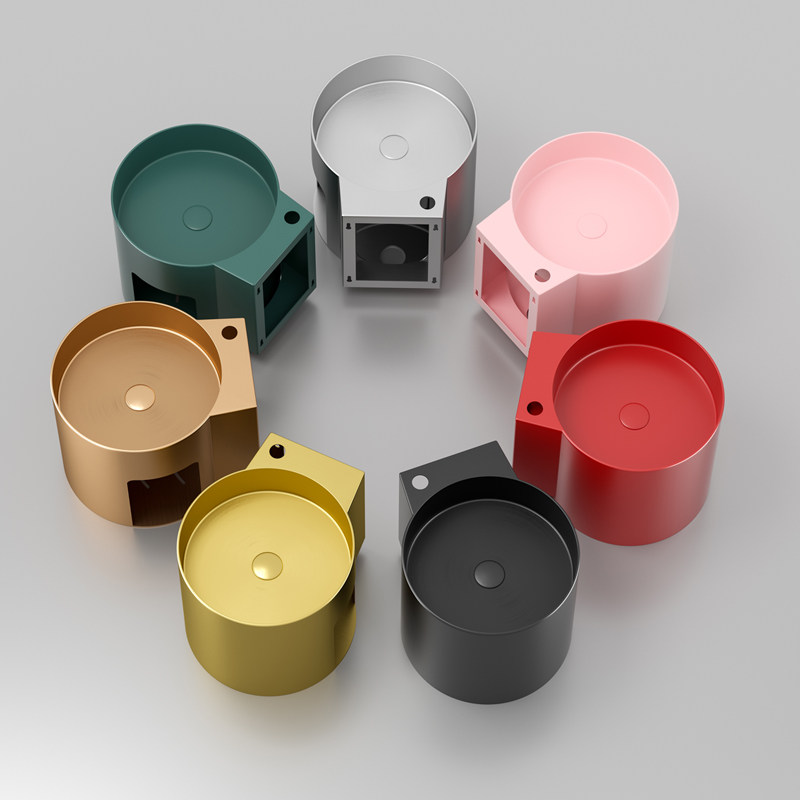 酒店金色不锈钢立柱盆一体挂墙式洗手盆带置物架洗脸盆黑色艺术盆