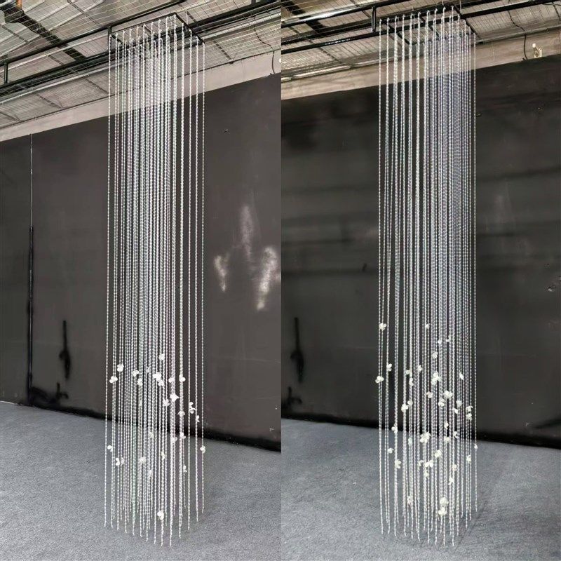 婚庆成品亚克力留恋吊顶花瓣水晶珠帘背景装饰韩式酒店婚礼堂道具