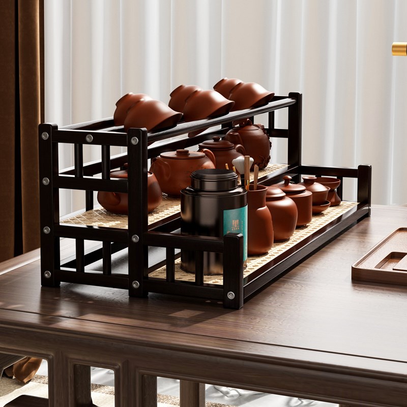 桌面茶杯置物架收纳小型茶台博古架茶室办公室茶叶架紫砂壶摆放架