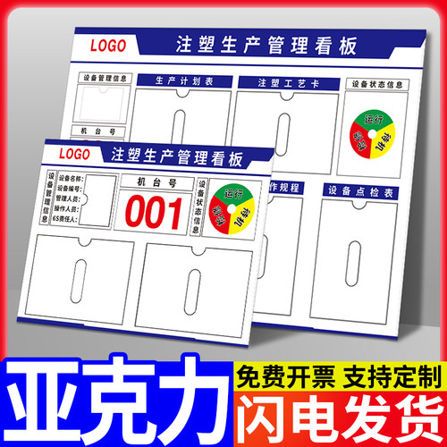 注塑工厂生产车间管理标识牌看板公示栏r亚克力卡槽设备运行状态