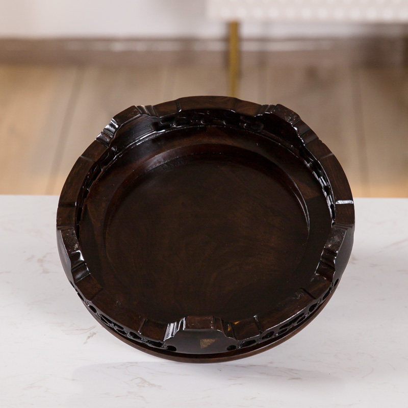 黑檀木实木圆形底座花瓶花盆鱼缸奇石摆件茶壶红木木制工艺品托架