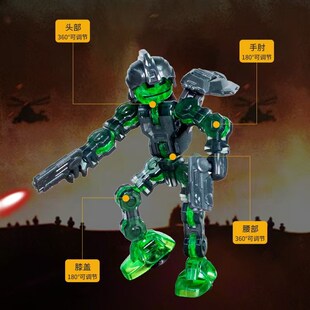 ZING响声机械人火柴机器人吸盘多关节可动人偶拼装玩具小学生礼物