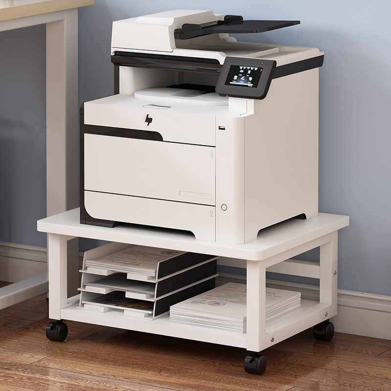 桌下打印机置物架办公室落地带轮可移动办公文件收纳复印机架子