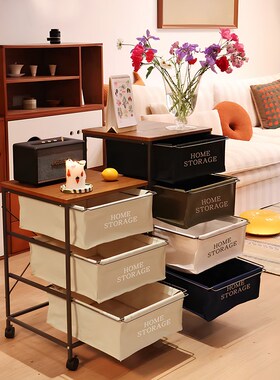 床头抽屉式收f纳柜客厅零食小推车多层储置物柜落地可移动桌下边