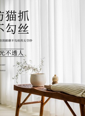 窗纱纱帘透光不透人客厅卧室阳台飘窗半遮光白色窗帘纱2X021年新