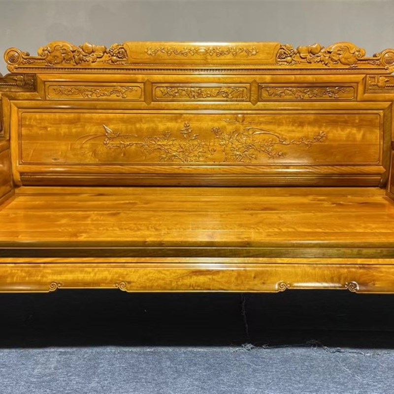 四川金丝楠木小叶桢楠财源滚滚沙发实木明清古典整装木雕榫卯仿古