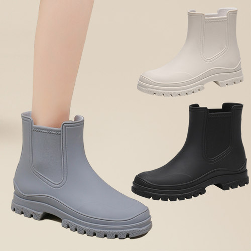 日系短筒雨鞋女时尚低帮轻便v水鞋洋派外穿防滑雨靴可爱软底胶鞋