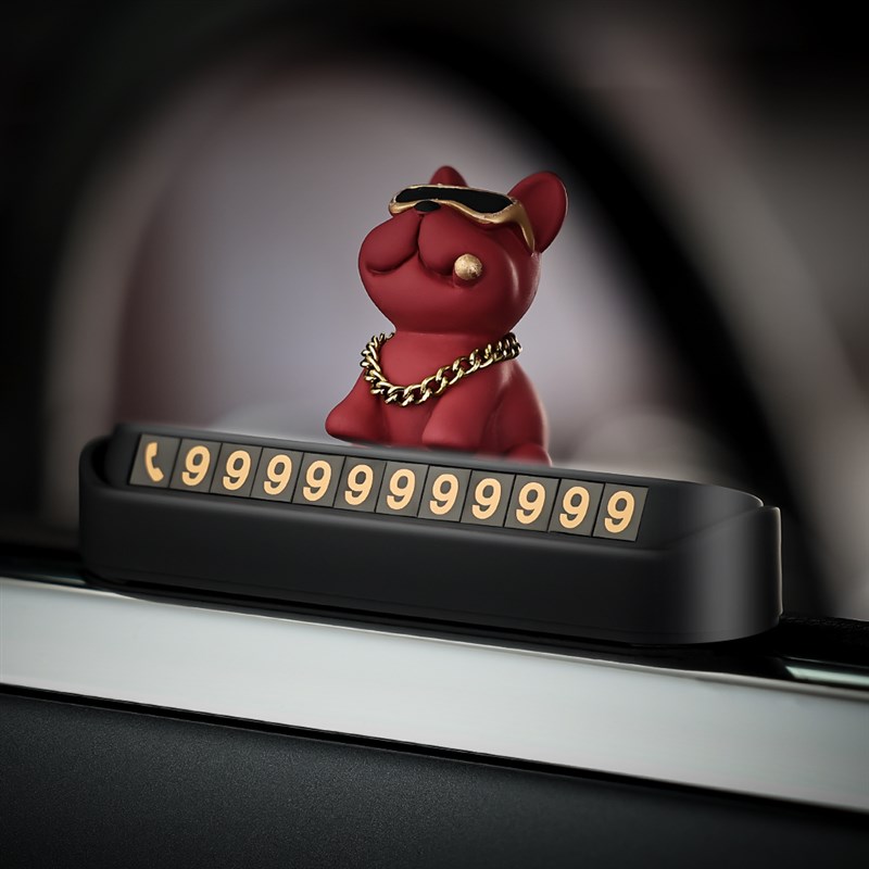 土豪法斗狗汽车临时停车电话号码牌车载装饰用品车用挪车牌移车卡