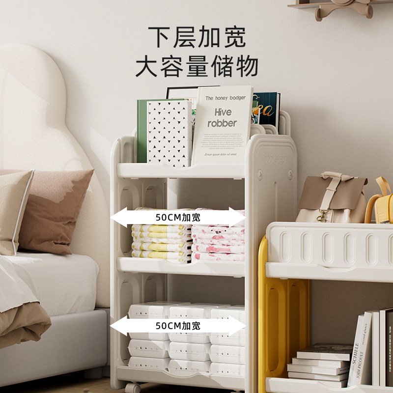 儿童书架玩具收纳架婴儿尿布台置物架多层收纳柜多功能旋转绘本架