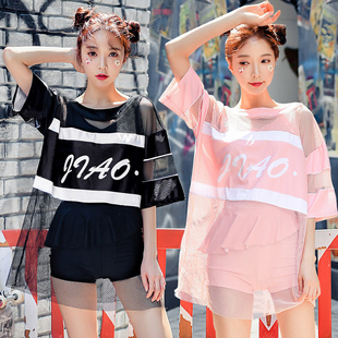 爆款 2K021年新款 夏泡温 胖mm保守泳装 连体游泳衣女士显瘦遮肚大码