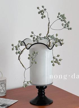 法式赫本中古vi白nt风age琉璃瓶花干鲜花复古装饰摆件ZH2133W黑波