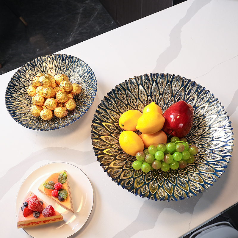 玻璃果盘轻奢欧式高档客r厅茶几前台收银台家居装饰品水果干糖果