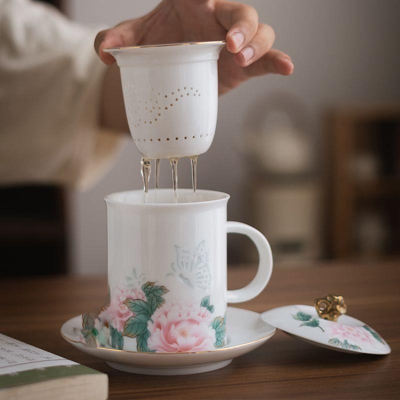 玲珑陶瓷茶杯办公杯个人