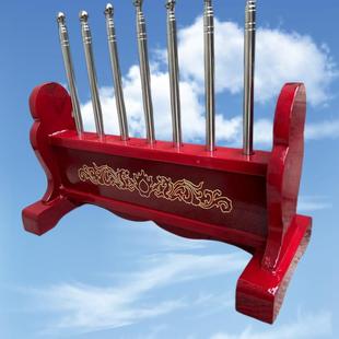 五七色令旗底座双龙实木架子龙旗伸七孔令旗缩旗令杆孔旗架七子