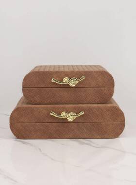 0853北欧创意金属皮革圆弧织纹纳摆盒件收电视柜卧客厅玄关家居室