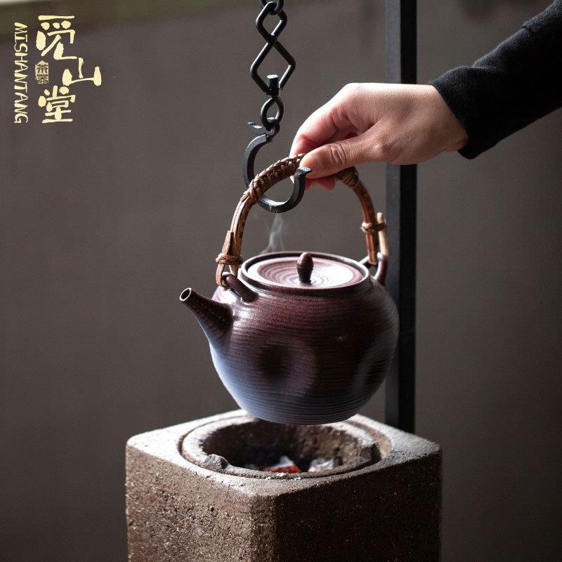 纯手工铁艺茶室自在钩中式自自在钩复古风台桌铸在钩围炉煮茶式零