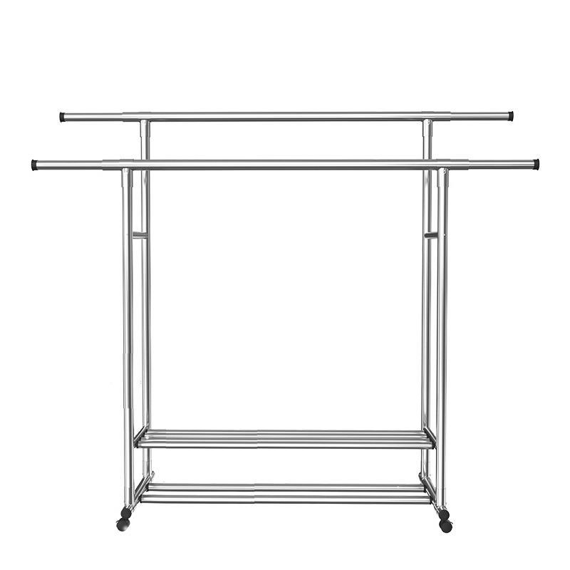 不锈钢晾衣架304加粗加厚阳台z室内家用晒被子可折叠伸缩落地架30