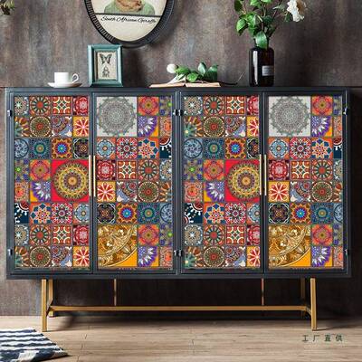 欧式复古家具色翻新贴纸旧斗柜F97S7J77子柜橱鞋柜门改造贴膜防水