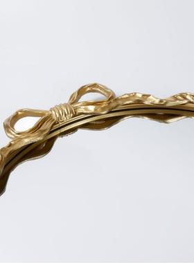 复古欧式金色圆形框饰镜家居民宿HMM墙面装饰文艺简蝴壁约蝶结挂