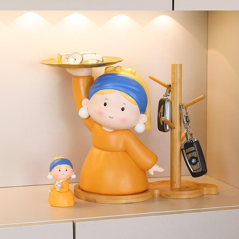 进门玄意关钥匙收纳摆件戴单手托盘珍珠耳环少女创客饰厅酒柜装乔