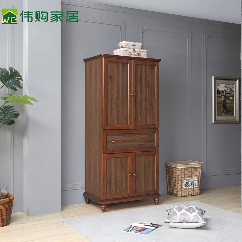 四门有美式板收纳简约经济型小户型衣柜抽屉实木式橱柜挂衣多功能