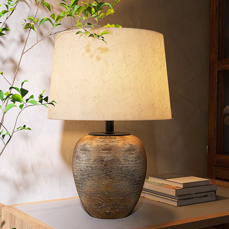 日式侘寂风陶瓷台灯n 创意新中式酒店书房卧室床头灯 中古样板间