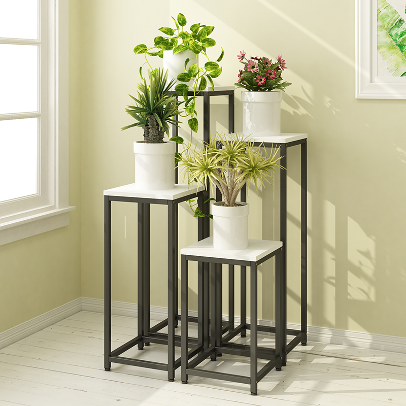 阳台玄关铁艺木质花架子s落地两层室内客厅组合花台绿萝吊篮置物